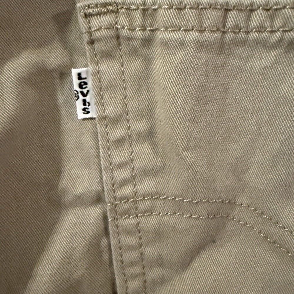 Levis 514‎ Denim Jeans Mens 36x30 Fit 35x29.5 Khaki Tan Beige Straight White Tab